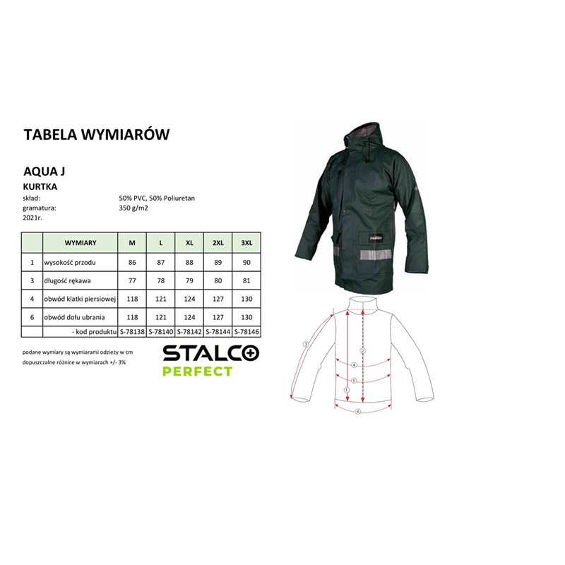 Kurtka przeciwdeszczowa AQUA J zielony L  PERFECT S-78140