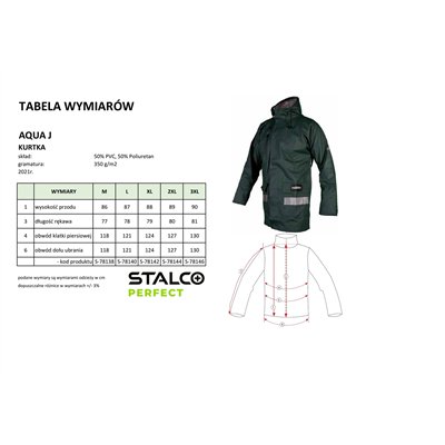 Kurtka przeciwdeszczowa AQUA J zielony 2XL  PERFECT S-78144