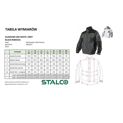 Bluza robocza ALLROUND LINE szary LS  S-44405