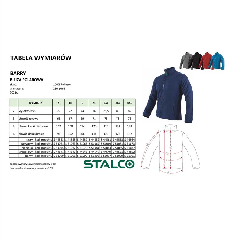 Bluza polarowa męska BARRY granatowy XL  S-44547