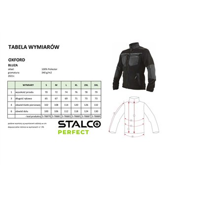 Bluza polarowa męska OXFORD czarny L  PERFECT S-78883