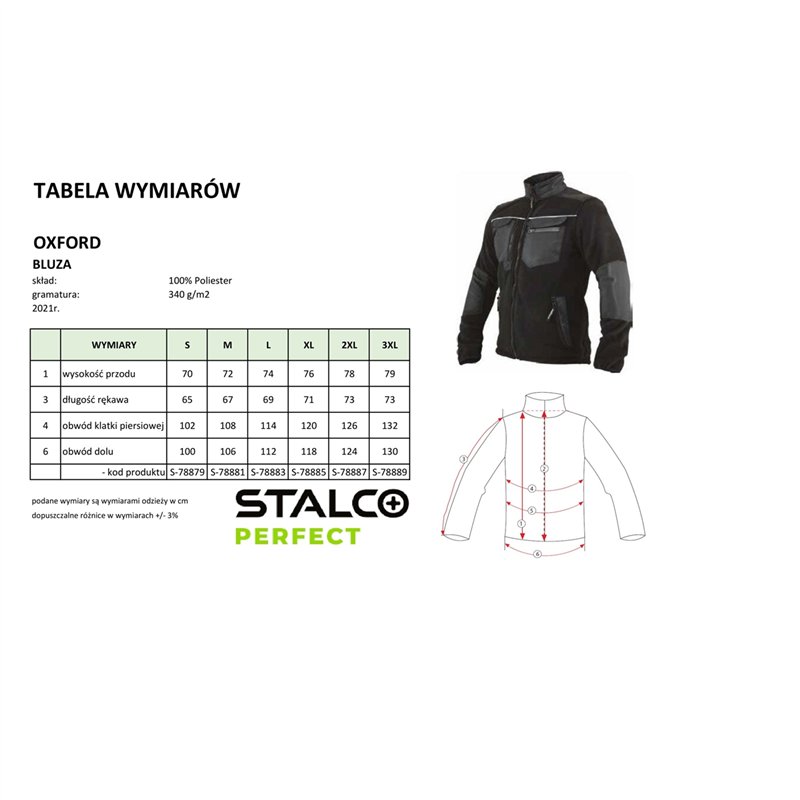 Bluza polarowa męska OXFORD czarny XL  PERFECT S-78885