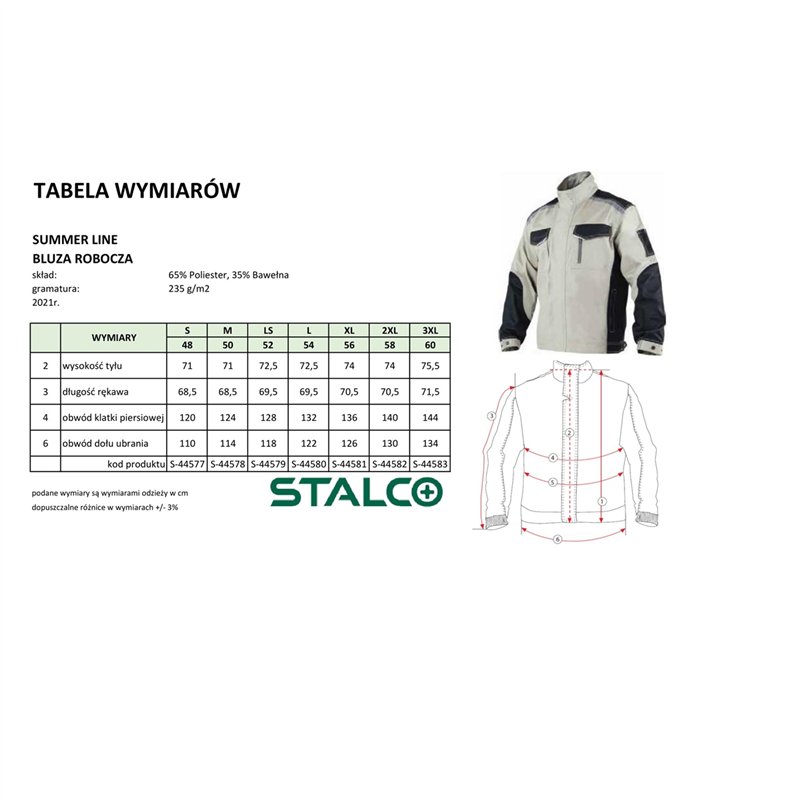 Bluza robocza SUMMER LINE beżowy LS  S-44579