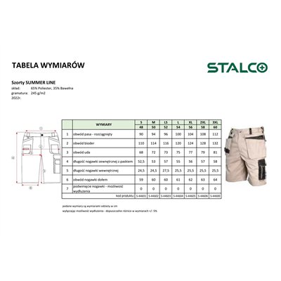 Spodnie robocze szorty SUMMER LINE beżowy LS  S-44603