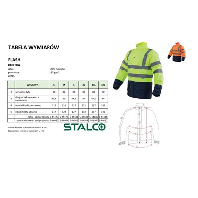 Kurtka ocieplana ostrzegawcza męska FLASH pomarańczowy 3XL  S-44062