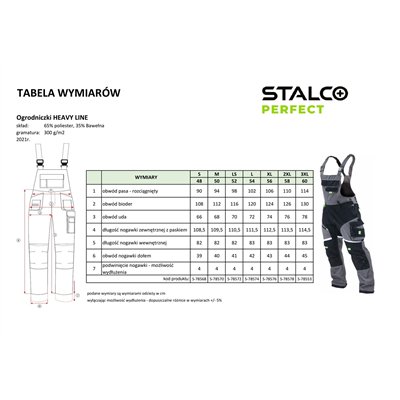 Spodnie ogrodniczki HEAVY LINE szary XL  PERFECT S-78576
