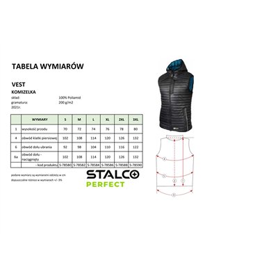 Kamizelka ocieplana męska VEST czarny S  PERFECT S-78580