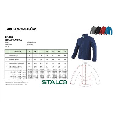 Bluza polarowa męska BARRY niebieski 4XL  S-51087