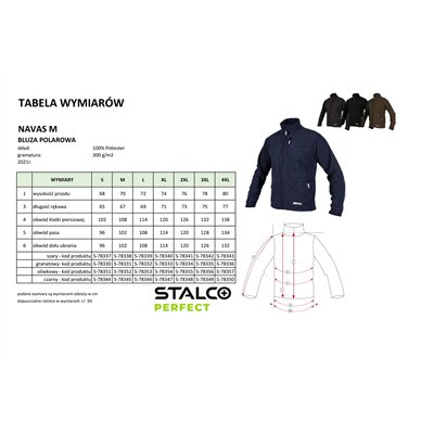 Bluza polarowa męska NAVAS M czarny S  PERFECT S-78344
