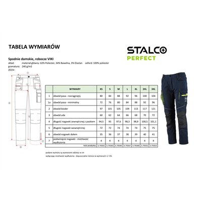 Spodnie robocze damskie VIKI granatowy 2XL  PERFECT S-79351