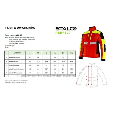 Bluza robocza PILAR czerwony M  PERFECT S090400009