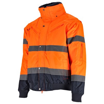 Kurtka ocieplana ostrzegawcza męska BOMBER 3in1 pomarańczowy 3XL  S090700014