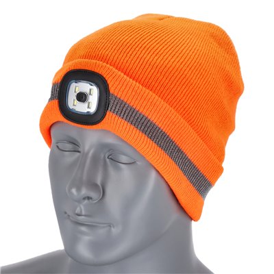 Czapka zimowa z latarką RAY FLUO pomarańczowy 54-60 ONE SIZE  S091491036