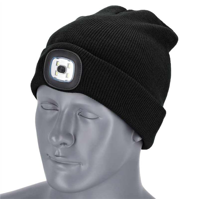 Czapka zimowa z latarką 2 RAYS czarny 54-60 ONE SIZE  S091491038