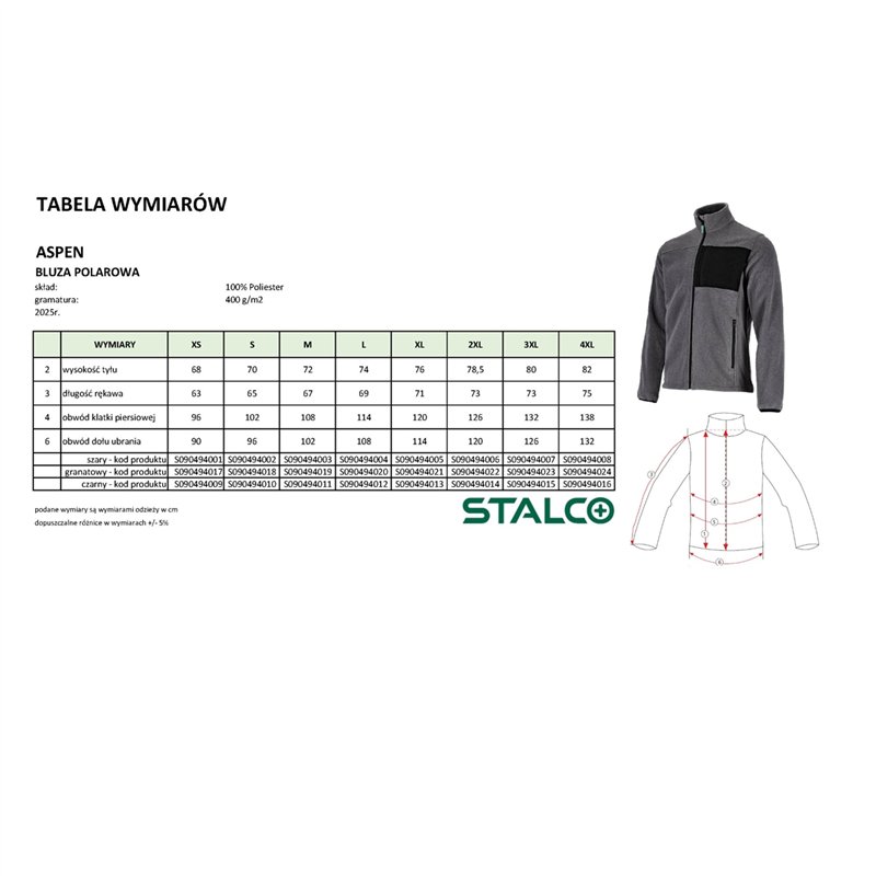 Bluza polarowa męska ASPEN granatowy 4XL  S090494024
