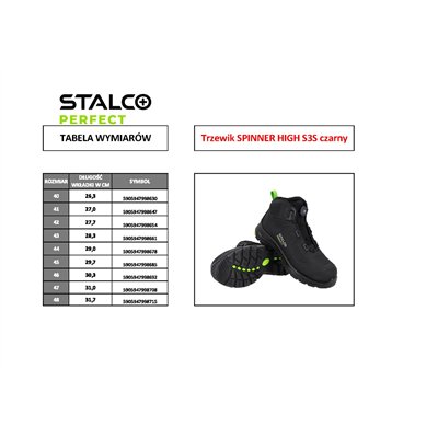 Trzewik SPINNER HIGH S3S czarny roz.48  PERFECT S092211297