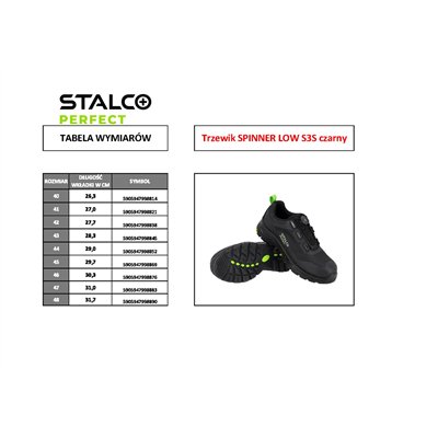 Półbut SPINNER LOW S3S czarny roz.42  PERFECT S092211309