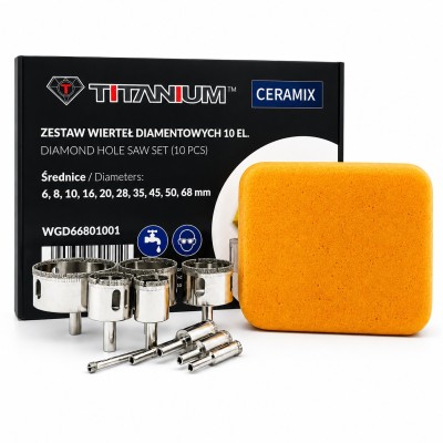 Zestaw wierteł diamentowych otwornic do gresu płytek na mokro 6-68 mm Titanium CERAMIX