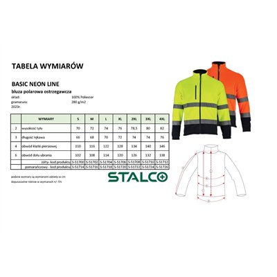 Bluza polarowa ostrzegawcza BASIC NEON LINE pomarańczowy 3XL  S-51724