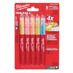 Zakreślacze kolorowe Milwaukee Inkzall, 5 szt