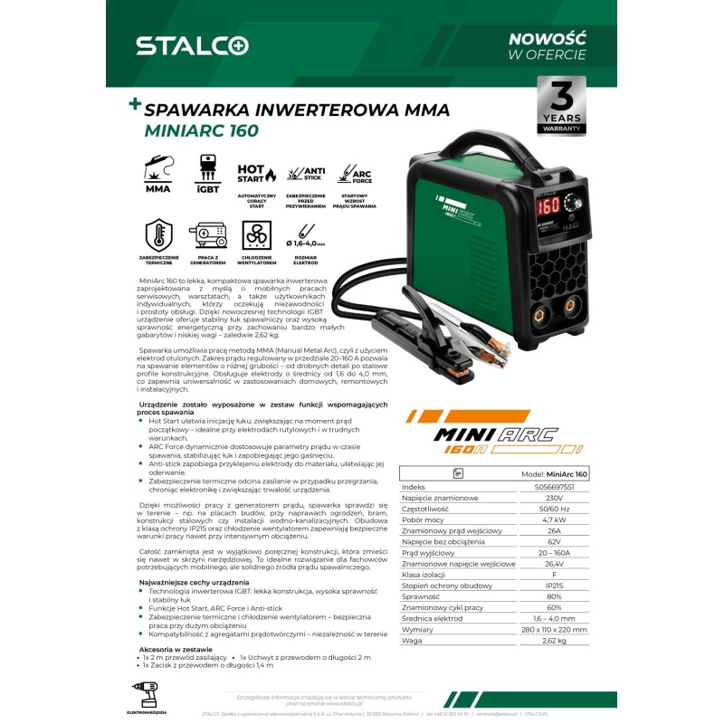 Spawarka MMA MiniArc 160 STALCO S056697551