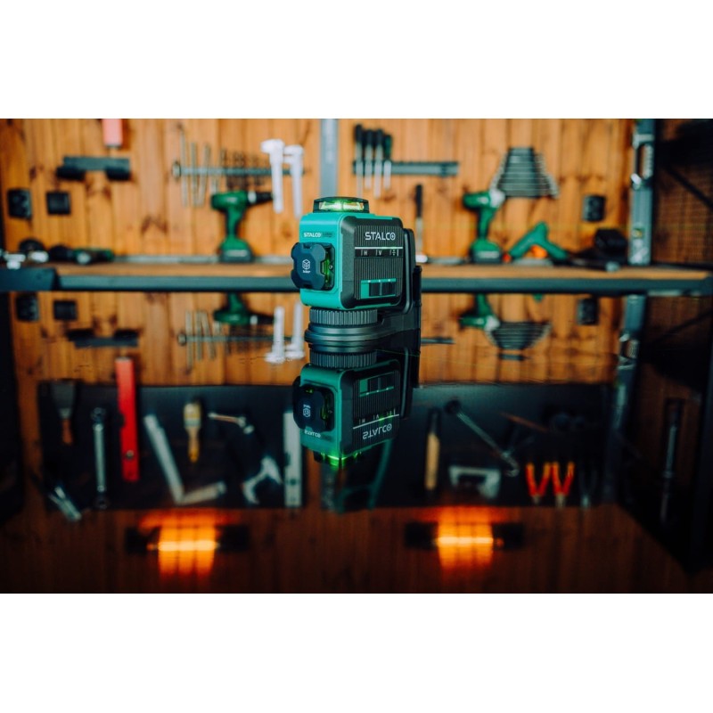 Laser krzyżowy 3D LLS3DG zielony 10m IP54 STALCO S058597004