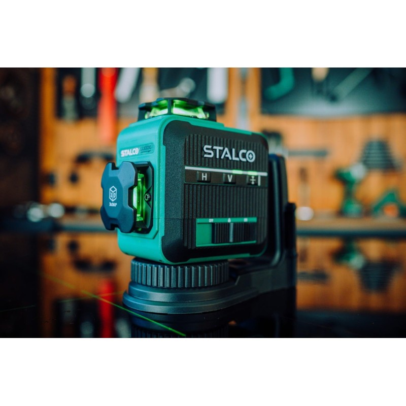 Laser krzyżowy 3D LLS3DG zielony 10m IP54 STALCO S058597004