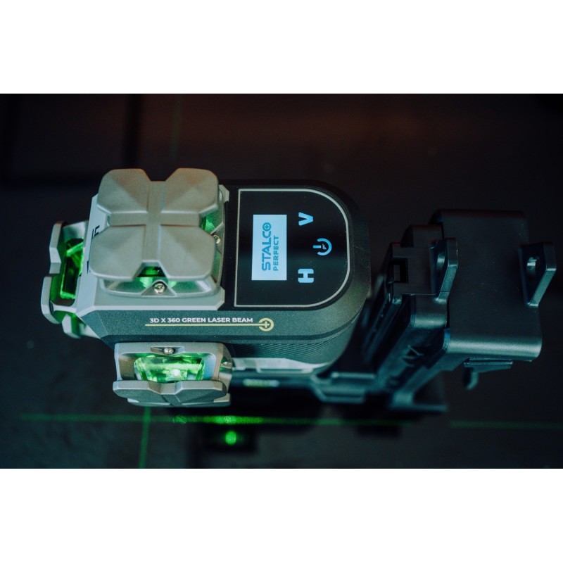 Laser krzyżowy akumulatorowy zielony 3D 12 LINII LLP3DG STALCO PERFECT