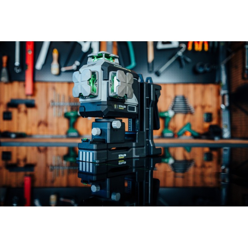 Laser krzyżowy akumulatorowy zielony 3D 12 LINII LLP3DG STALCO PERFECT