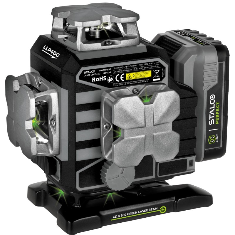 Laser krzyżowy akumulatorowy zielony 4D LLP4DG STALCO PERFECT S058598012