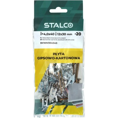 Kotwa wbijana metalowa do ścian G-K z wkrętem 4x40 mm bag (20) 1/12/72 STALCO BKWM304040