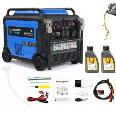Agregat prądotwórczy generator inwertorowy 7,2kW AVR na kołach Ultimatron France ULT-7500 + 2 x olej 10W30 0,6l