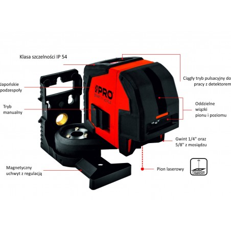 Czerwony Laser Krzyżowy PRO Smart 1.1 HD PLUS