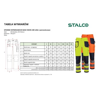 Spodnie robocze ostrzegawcze BASIC NEON LINE żółty L  S090151644