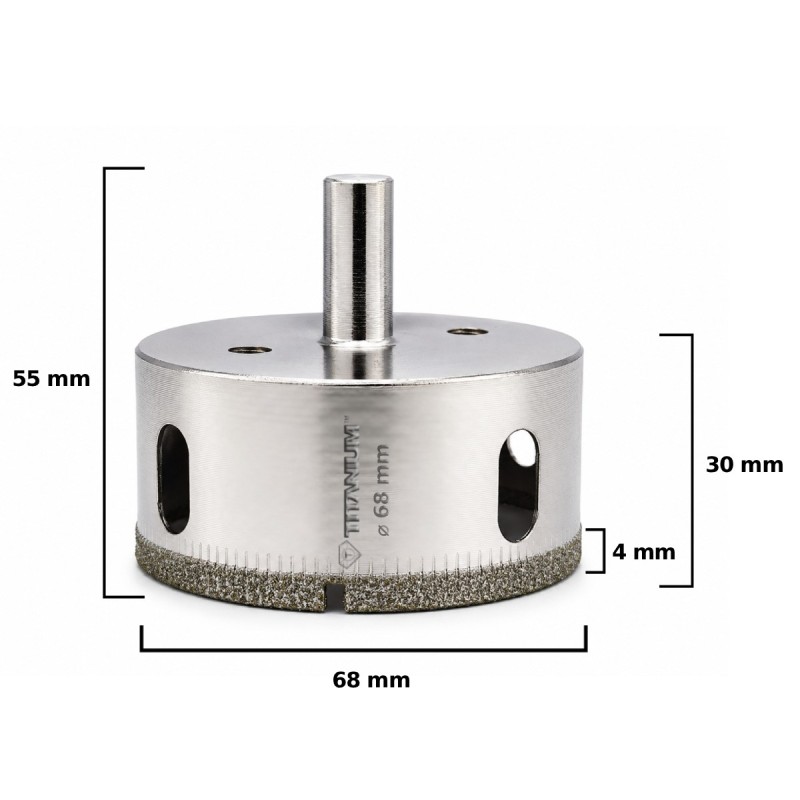 Wiertło diamentowe otwornica do gresu płytek na mokro 68mm Titanium CERAMIX
