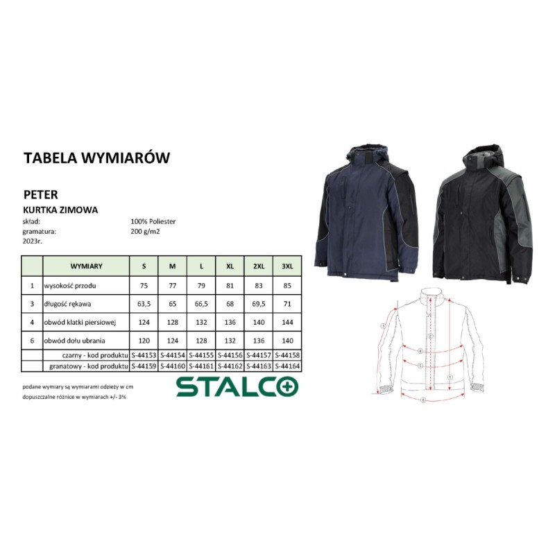 Kurtka robocza ocieplana męska PETER grafitowy M  S090744154
