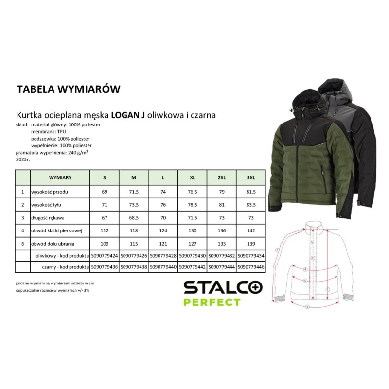 Kurtka ocieplana męska LOGAN J oliwkowy S  PERFECT S090779424