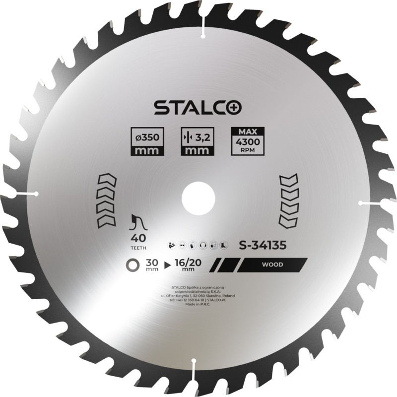 Piła tarczowa do drewna 160mmx2,4x20mm z36 STALCO S-34216