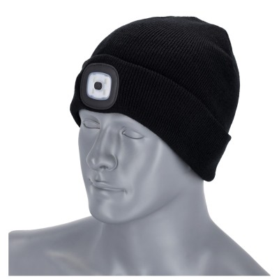 Czapka zimowa z latarką RAY czarny 54-62 ONE SIZE  S091442050