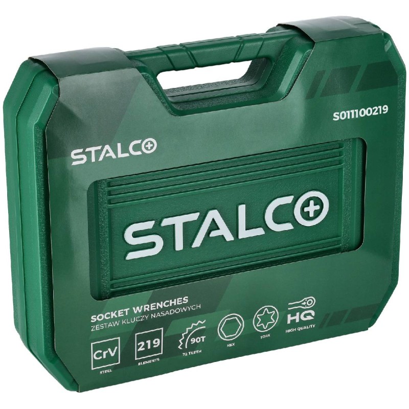 Zestaw kluczy nasadowych i płasko-oczkowych 1/2”+3/8”+1/4”, 219 elem. 90T, BMC STALCO S011100219
