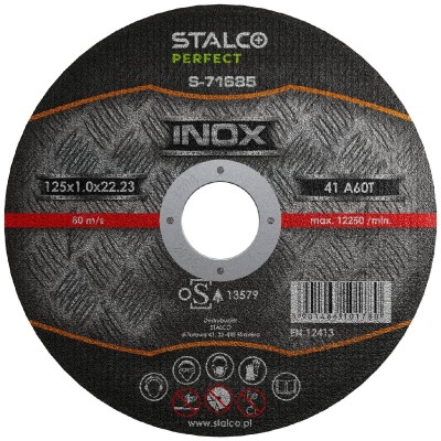 Tarcza do cięcia stali nierdzewnej 125mmx1,0 STALCO PERFECT S-71685