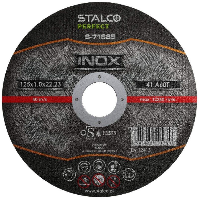 Tarcza do cięcia stali nierdzewnej 125mmx1,0 STALCO PERFECT S-71685