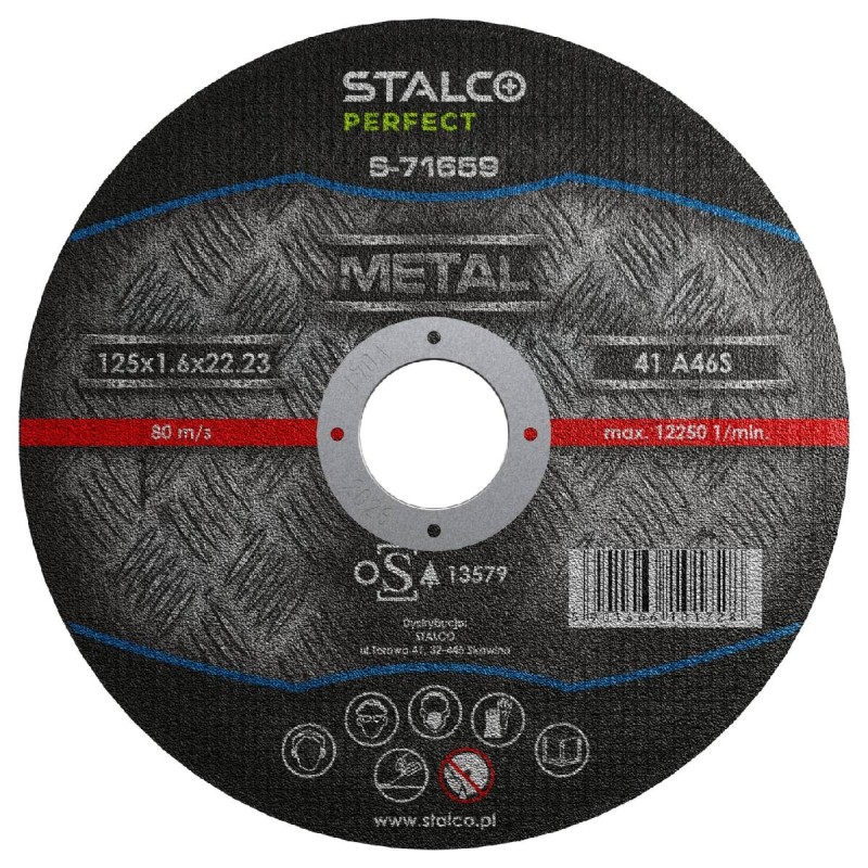 Tarcza do cięcia metalu płaska 115x1,0x22,23mm STALCO PERFECT S-71651