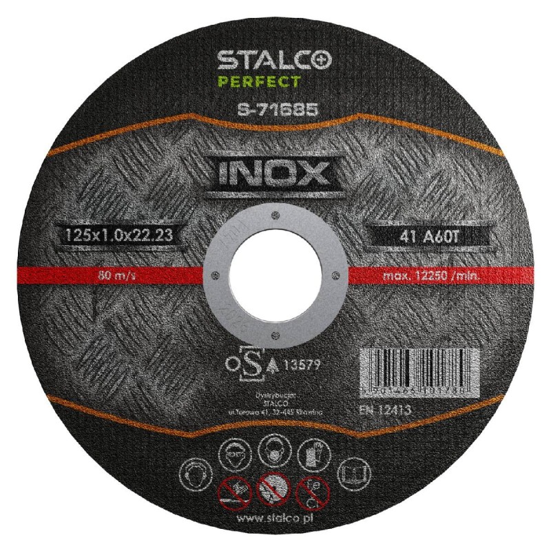 Tarcza do cięcia stali nierdzewnej płaska 115x1,0x22,23mm STALCO PERFECT S-71683