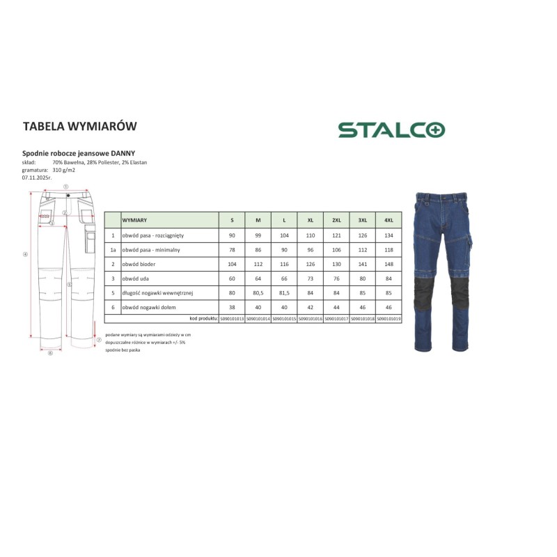 Spodnie robocze jeansowe DANNY granatowy L  S090101015