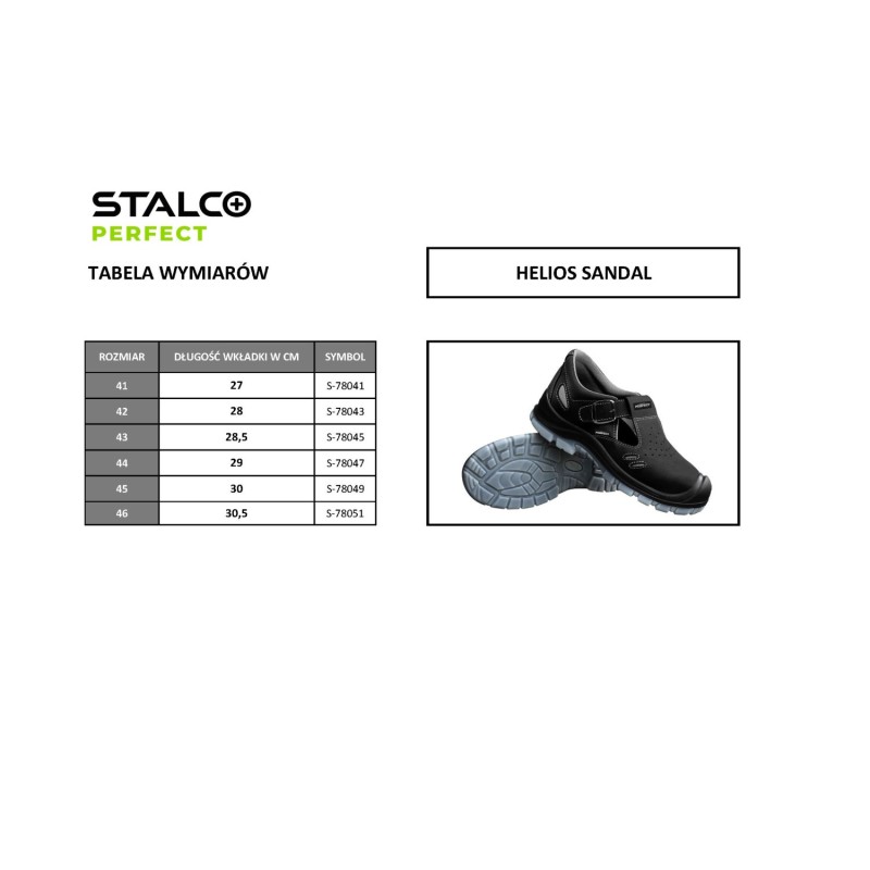 Sandał skórzany HELIOS SANDAL S1 roz.44  PERFECT S-78047