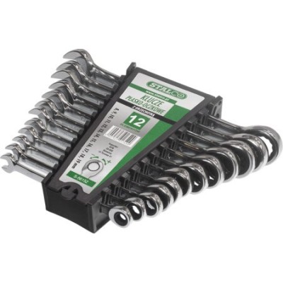 Klucze płasko-oczkowe z grzechotką 8-19mm 12 el. STALCO S-56152