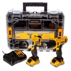 DEWALT ZESTAW 10,8V WIERTARKO-WKRĘTARKA DCD710 + ZAKRĘTARKA DCF815 2 x 2,0Ah, KUFER T-STAK V KIT BOX
