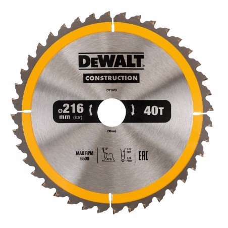 Tarcza do drewna do pilarek ręcznych DeWalt 216x30x40T DT1953-QZ