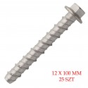 ŚRUBA - WKRĘT KOTWIĄCY 12x100 mm OCYNK GALWANICZNY SCELL-IT BT120100 Zestaw 25szt.